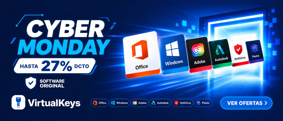 Cyber Monday en Virtual Keys: hasta 27% de descuento en software original, Office, Windows, Adobe, Autodesk y antivirus