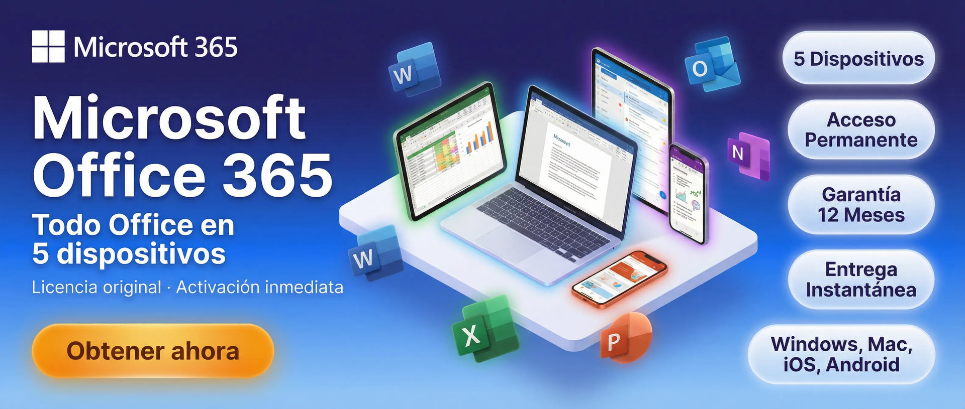 Microsoft Office 365 - 5 PC - Word, Excel, PowerPoint y más