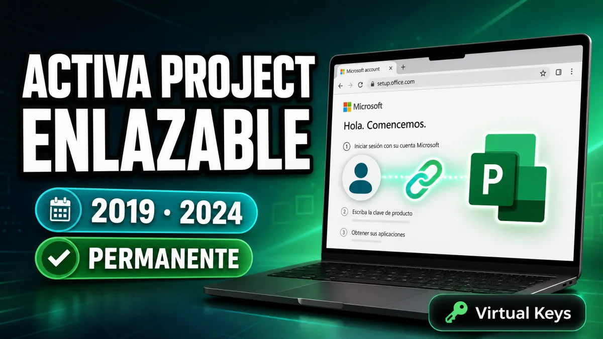 Cómo activar Project 2019 y 2024 enlazable (Bind) — guía Virtual Keys