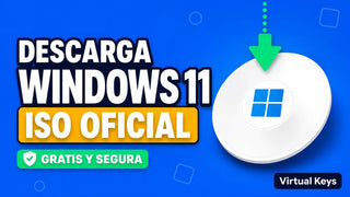 Descargar Windows 11 ISO oficial: icono de disco con flecha de descarga sobre fondo azul