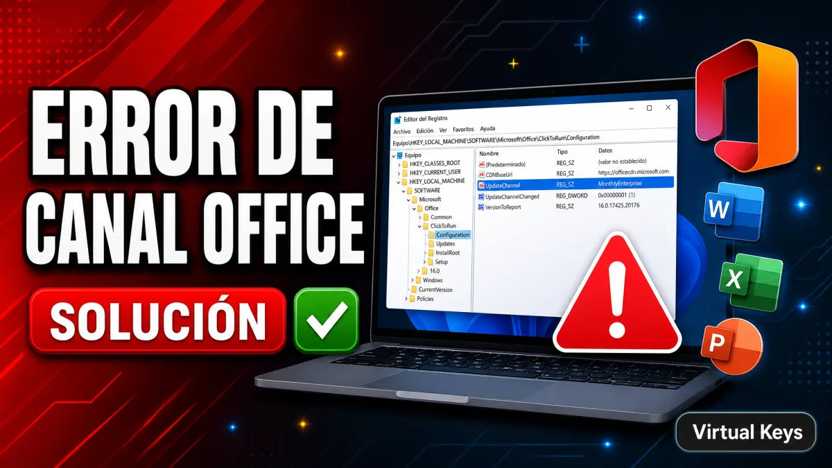 Solución al error de canal de actualización de Office — Virtual Keys