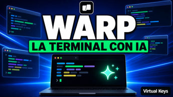 Qué es Warp: la terminal con IA, con una laptop y ventanas de terminal modernas