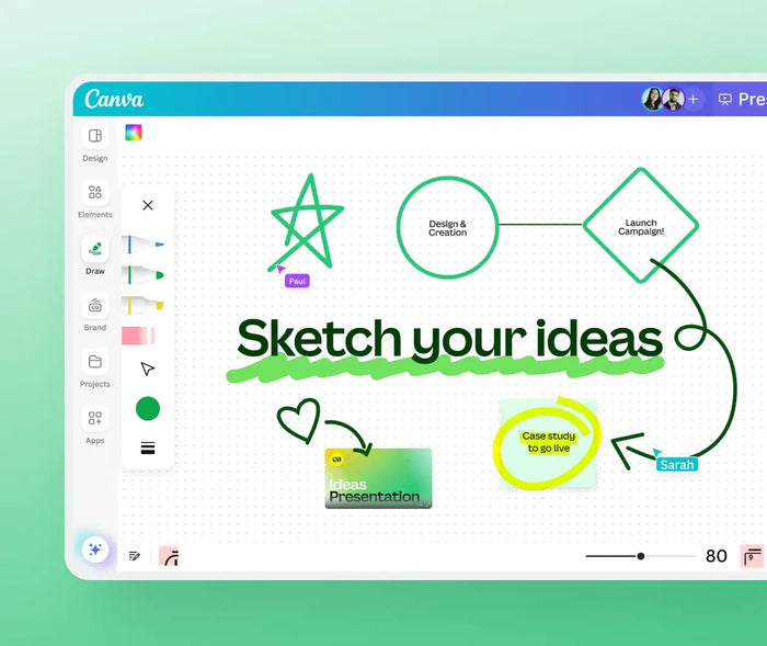 Canva Edu 12 Meses - Herramienta de diseño gráfico para estudiantes, ideal para esbozar ideas y proyectos creativos.