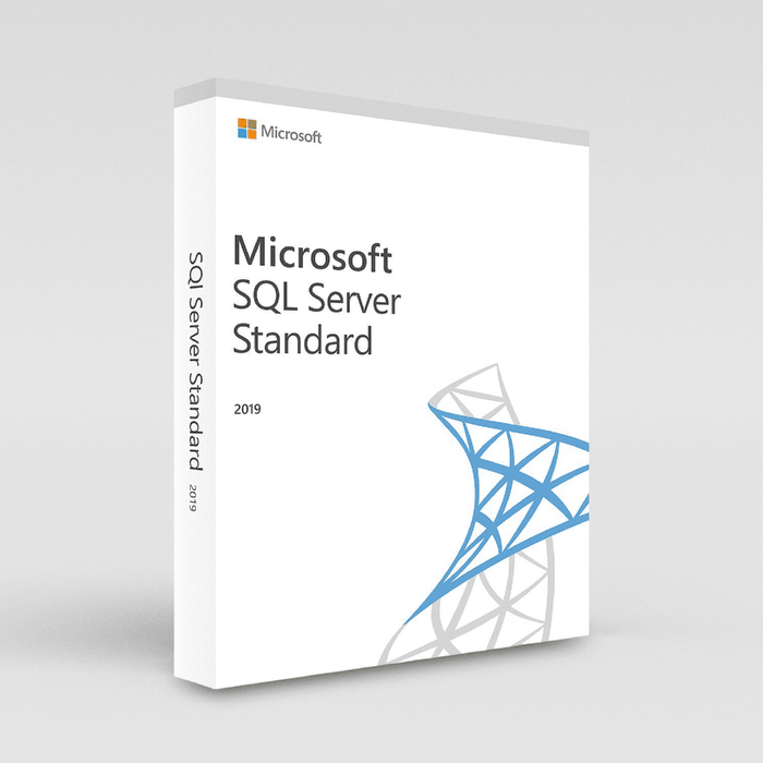 Box of Microsoft SQL Server Standard 2019 edition for database management in small to medium enterprises