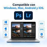 Compatible con Windows, Mac, Android y iOS — Adobe Photoshop y Lightroom