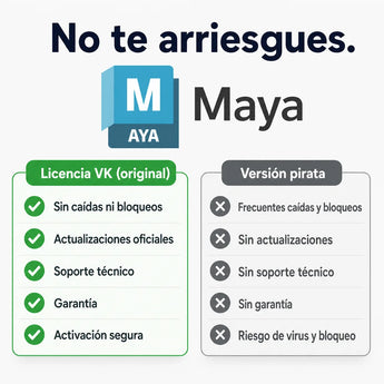 Autodesk Maya original vs versión pirata — compra seguro en Virtual Keys