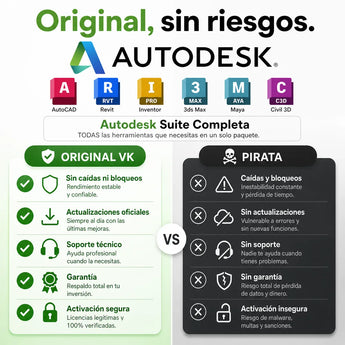 Autodesk Suite Completa original vs versión pirata — compra seguro en Virtual Keys
