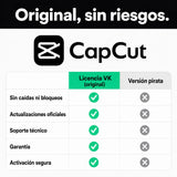 CapCut original vs versión pirata — compra seguro en Virtual Keys