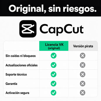 CapCut original vs versión pirata — compra seguro en Virtual Keys