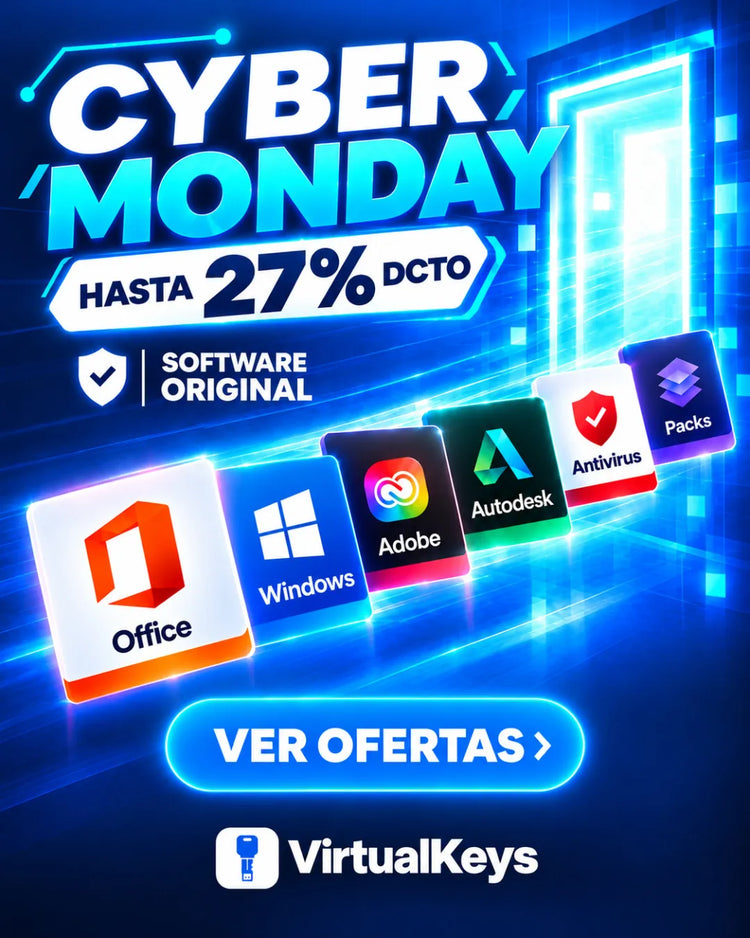 Cyber Monday en Virtual Keys: hasta 27% de descuento en software original, Office, Windows, Adobe, Autodesk y antivirus