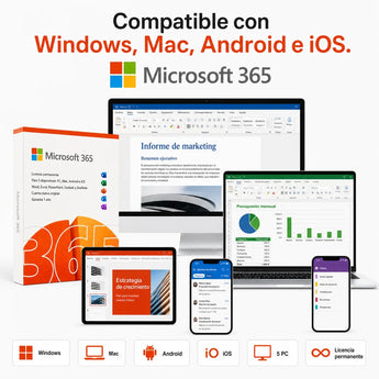 Compatible con Windows, Mac, Android y iOS — Microsoft 365