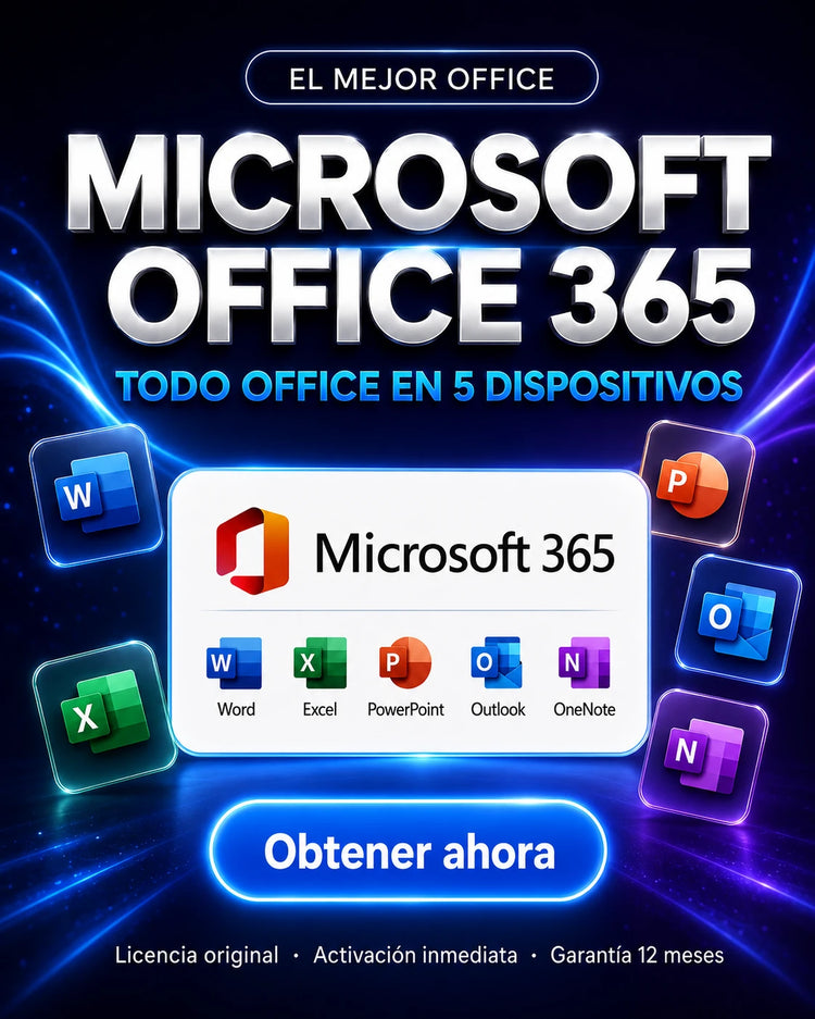 Microsoft Office 365 - 5 PC - Word, Excel, PowerPoint y más