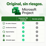 Microsoft Project original vs versión pirata — compra seguro en Virtual Keys