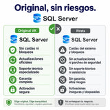 Microsoft SQL Server original vs versión pirata — compra seguro en Virtual Keys