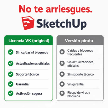 SketchUp original vs versión pirata — compra seguro en Virtual Keys