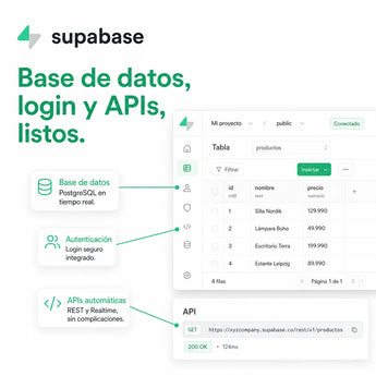 Supabase: Base de datos, login y APIs, listos