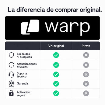 Warp original vs versión pirata — compra seguro en Virtual Keys